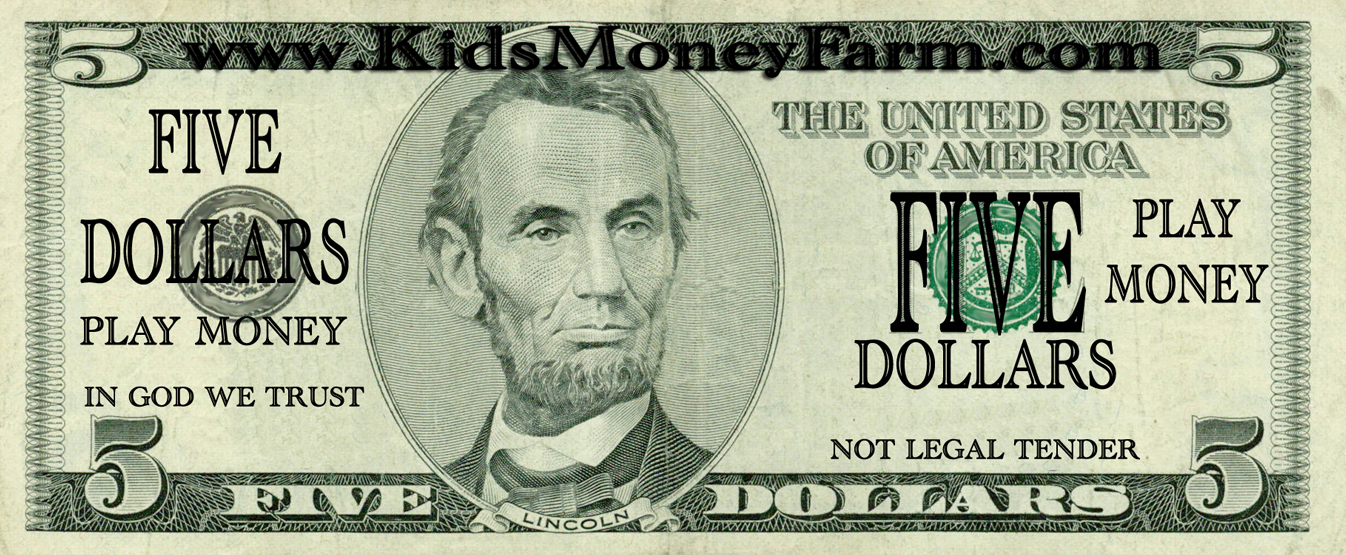 dollar bill template for kids